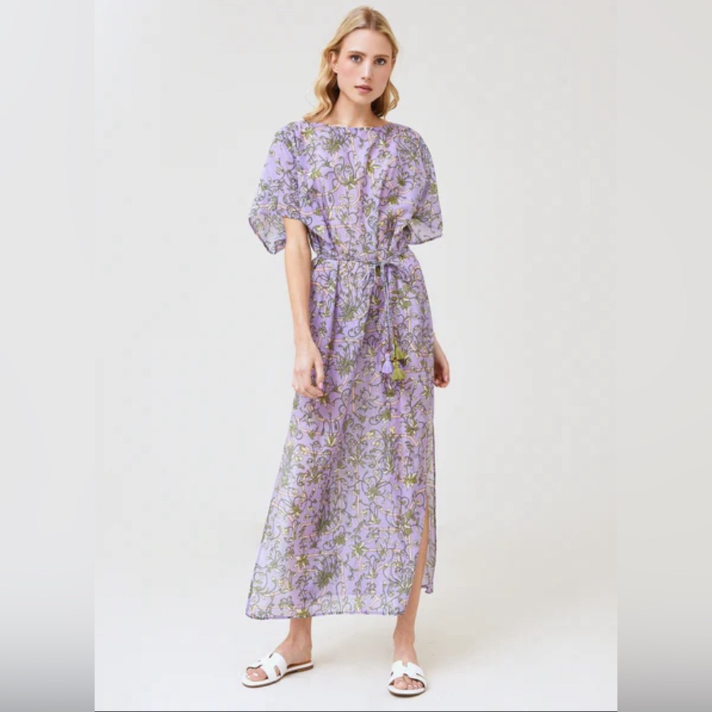 Tory Burch Long Lilac Garden Medallion Caftan